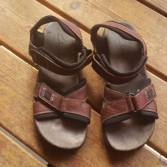 CLARKS Brown Leather Men's Keating Sporty Sandals sz 9 Style 78333 - Picture 4 of 12
